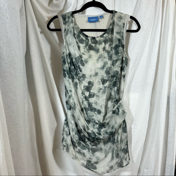 🌸3/$25 Simply Vera Wang Drape Neck Mixed Media Layered Ruched Tunic Top, Size S - Picture 9 of 12